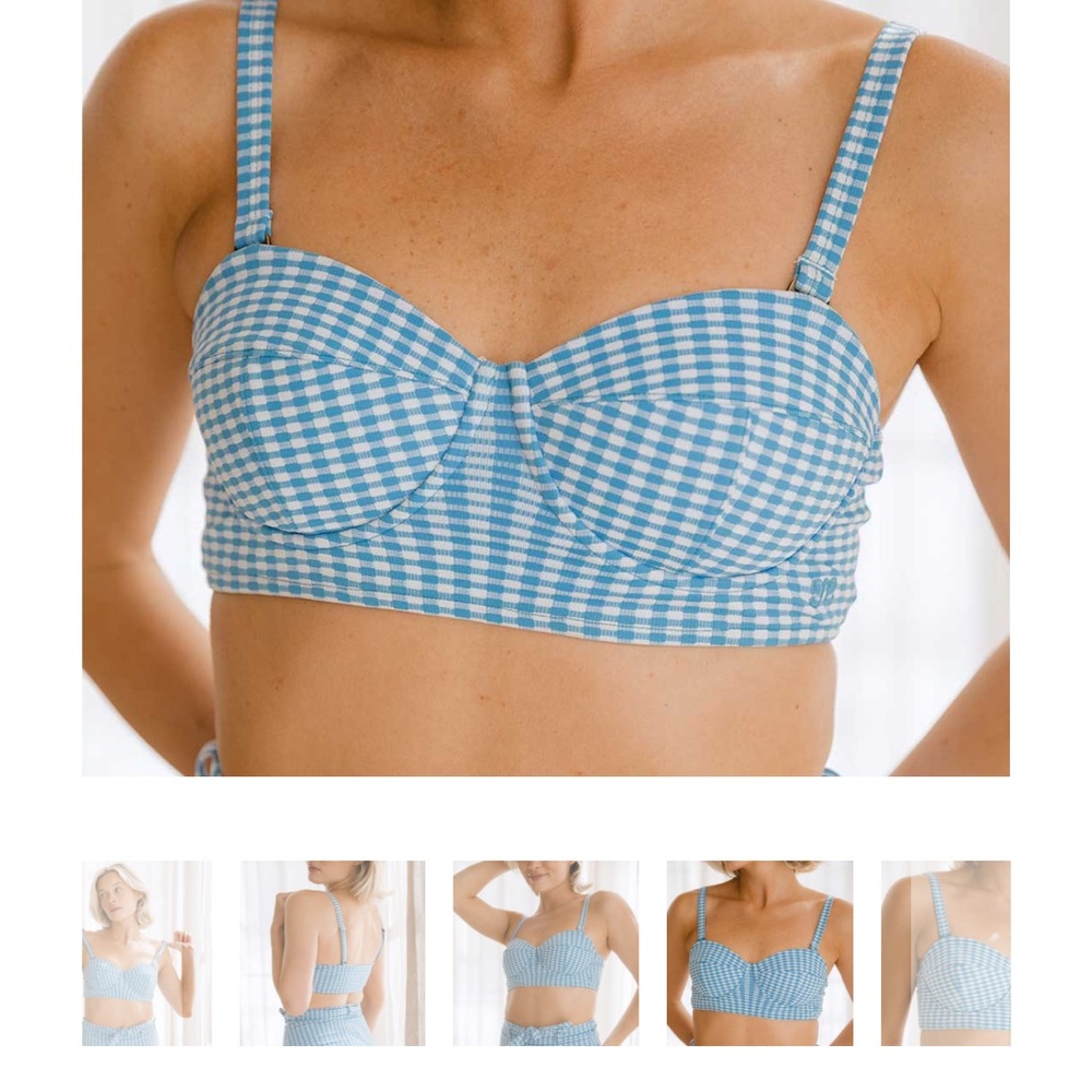 Albion Fit Hailey Crop bathing suit top. “Bluebell” pattern/color. Medium.